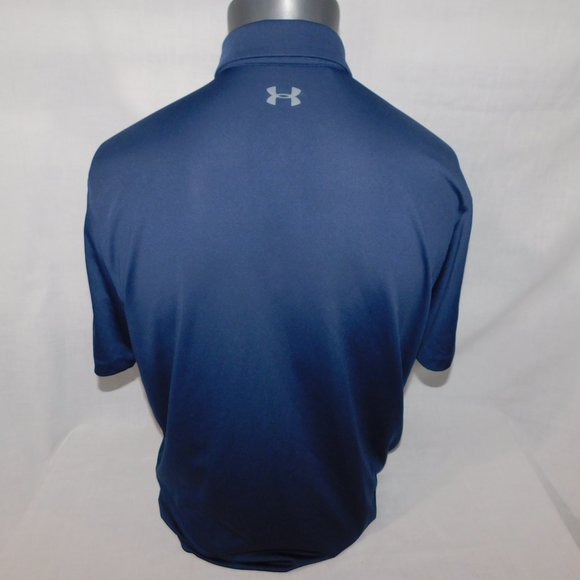 Under Armour Mens L Blue Striped Loose Heatgear Coolswitch Golf polo Shirt - Picture 10 of 11